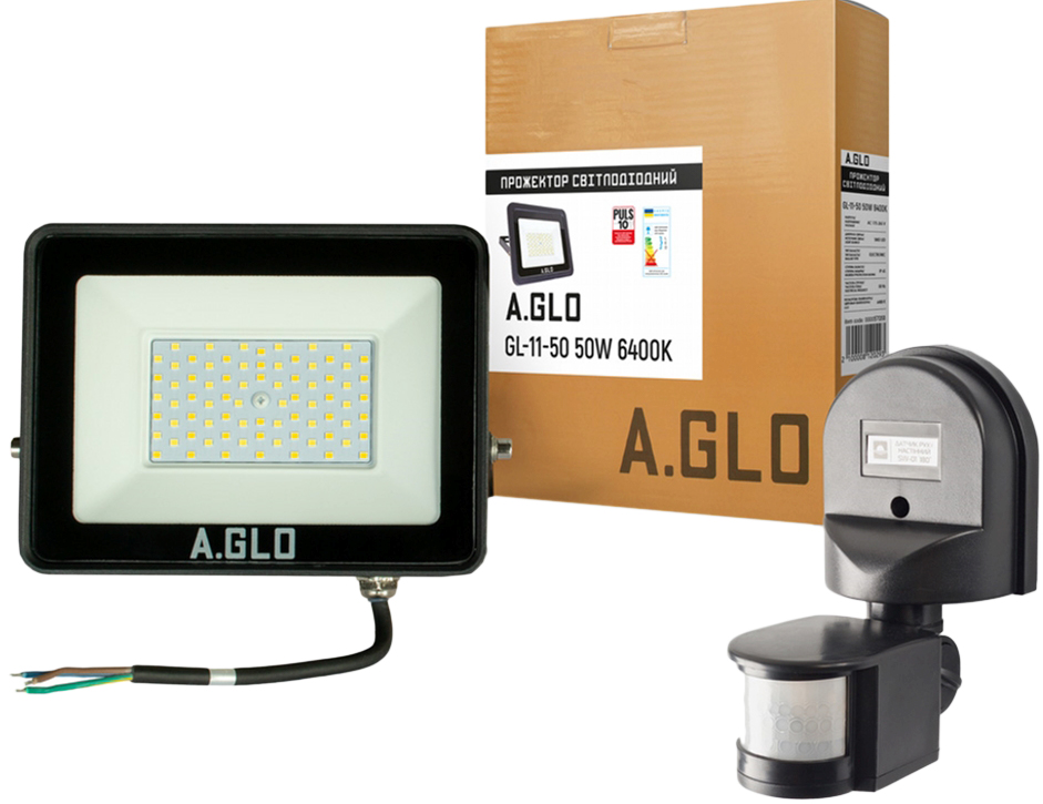 

Прожектор светодиодный A.GLO 50W 6400K GL-11-50 + Датчик движения ЕВРОСВЕТ SW-01 (57201)