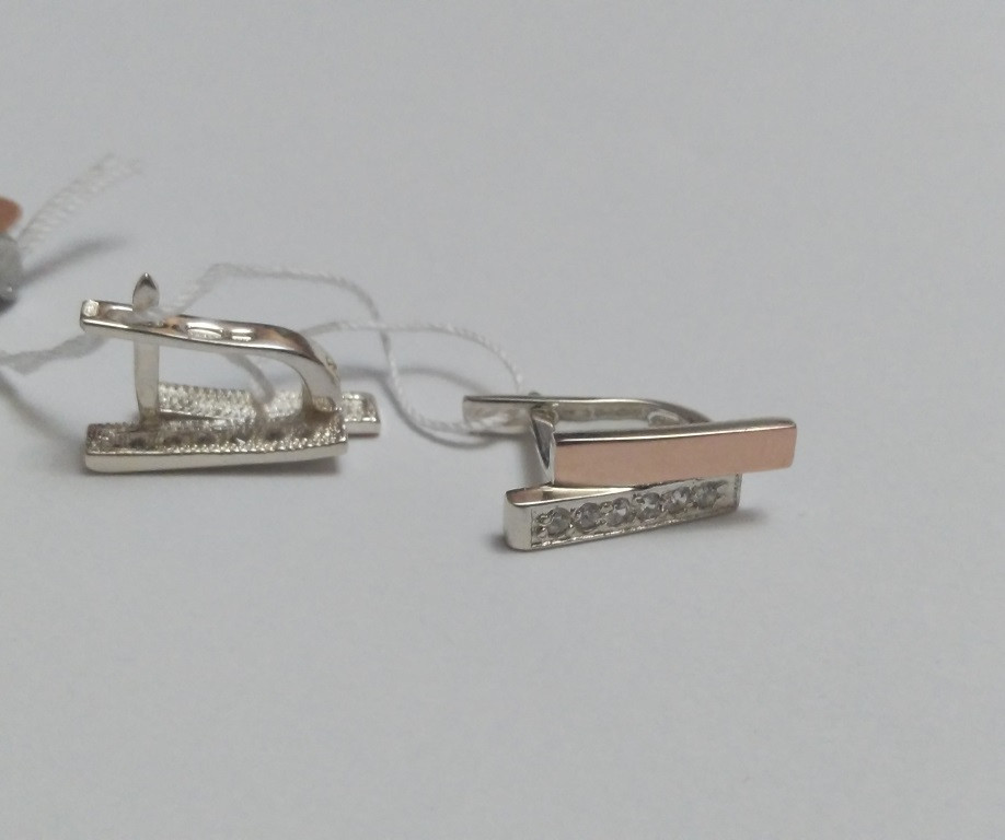 

Серебряные серьги с золотом и цирконием Мариот, 0023.10