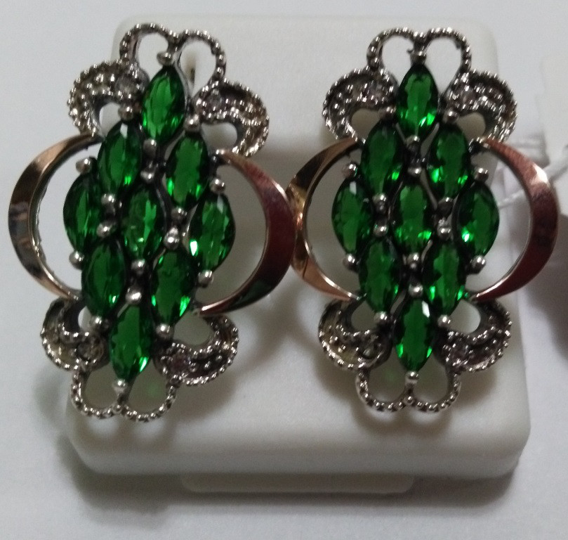 

Серьги из серебра и золота Зеленая гроздь, 0249.10