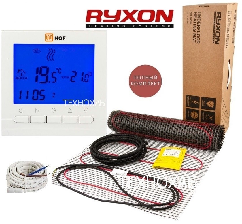 

Теплый пол RYXON HM/1м² /200Ват/ 200Вт/м² двухжильный нагревательный мат с программируемым терморегулятором HOF pro