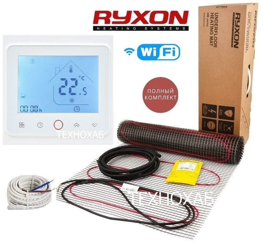 

Теплый пол RYXON HM/2,5м² /500Ват/ 200Вт/м² двухжильный нагревательный мат с сенсорным программируемым терморегулятором TWE02 Wi-Fi