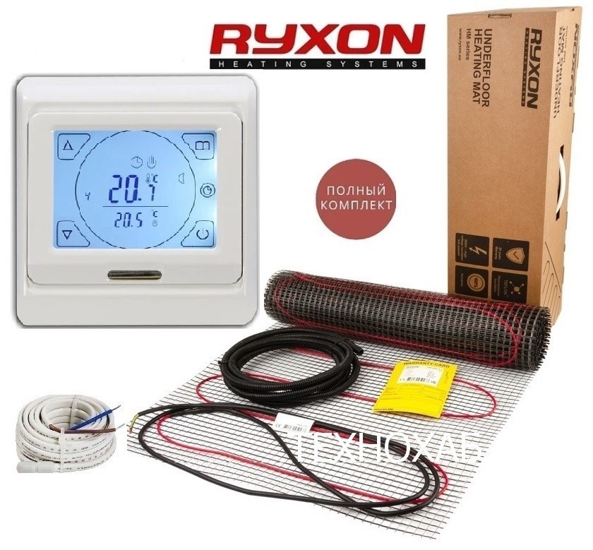 

Теплый пол RYXON HM/15м² /3000Ват/ 200Вт/м² двухжильный нагревательный мат с сенсорным программируемым терморегулятором E 91