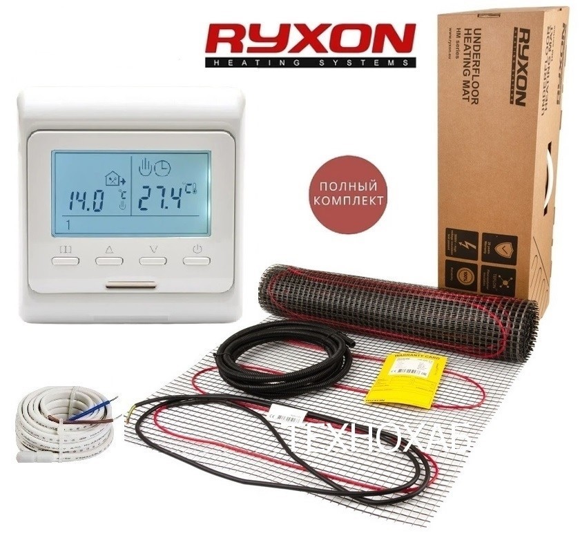 

Теплый пол RYXON HM/8м² /1600Ват/ 200Вт/м² двухжильный нагревательный мат с программируемым терморегулятором E 51