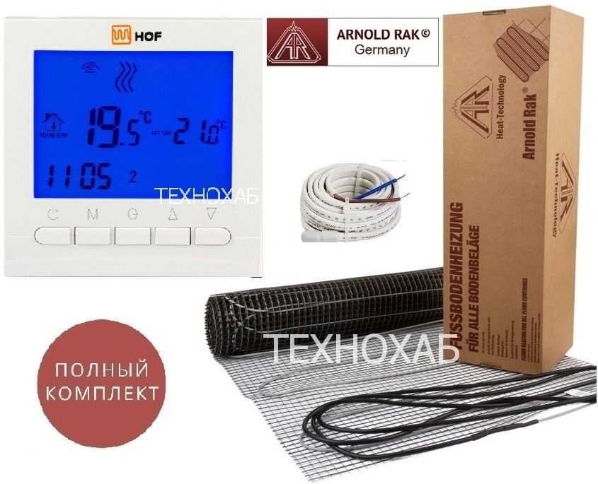 

Теплый пол Arnold Rak Standart FH/7м² /1260Ват/ 180Вт/м² двухжильный нагревательный мат с программируемым терморегулятором HOF pro