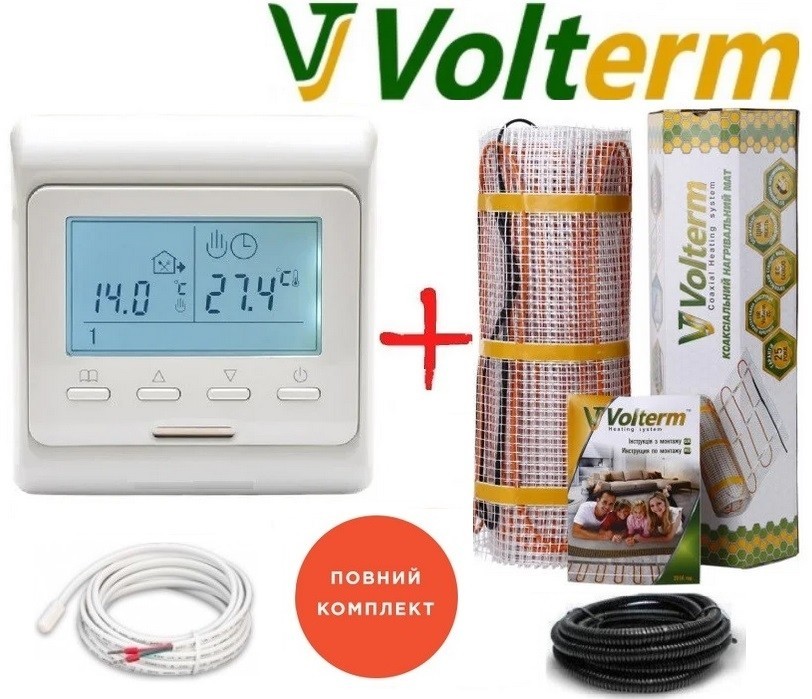 

Кабельный мат Volterm Hot Mat 16,7м²/2900Вт/ 180Вт/м² теплый пол электрический под плитку с программируемым терморегулятором E51