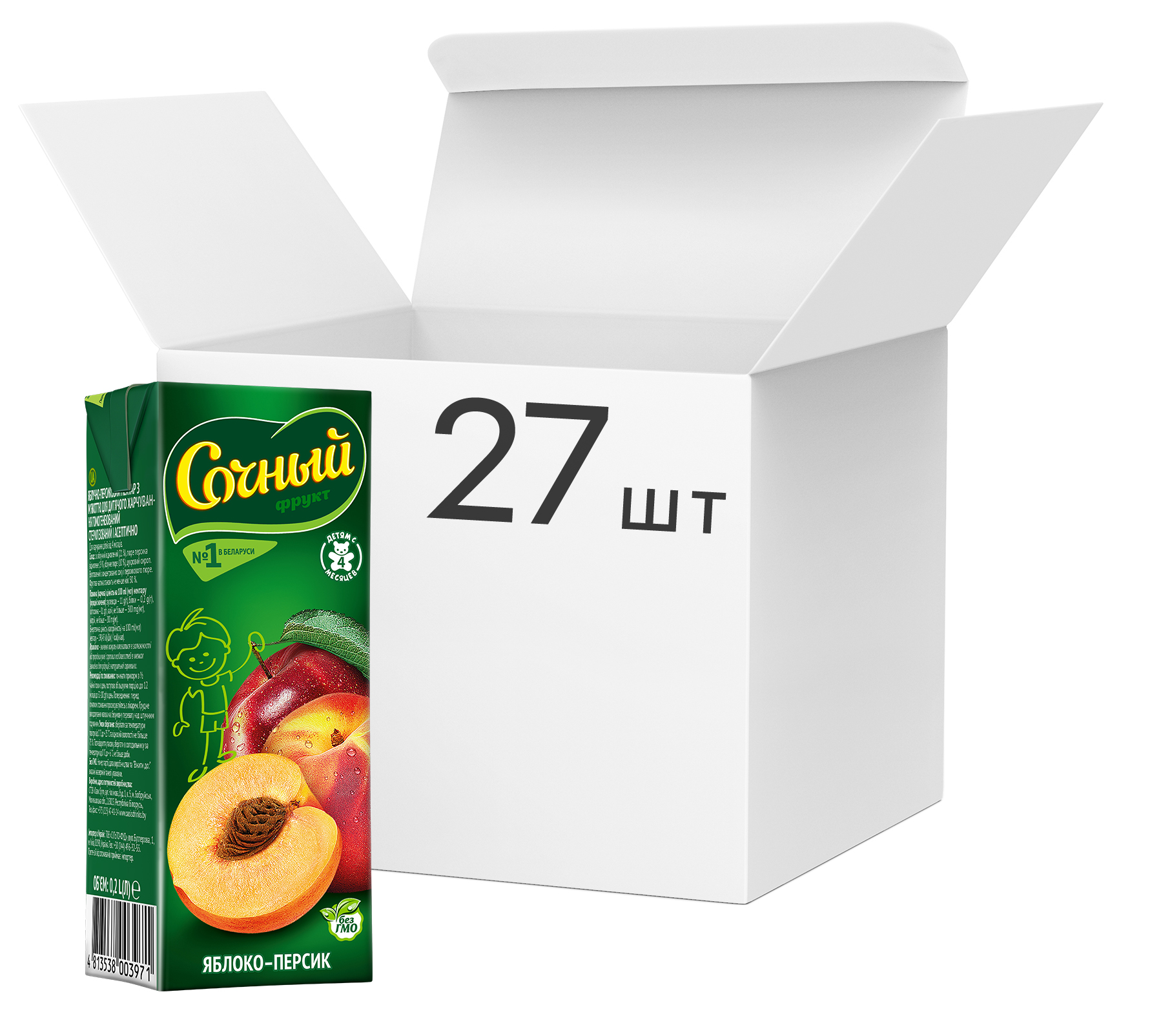 Акція на Упаковка нектара Сочный фрукт Яблоко-персик 0.2 л х 27 шт (4813538003971) від Rozetka UA