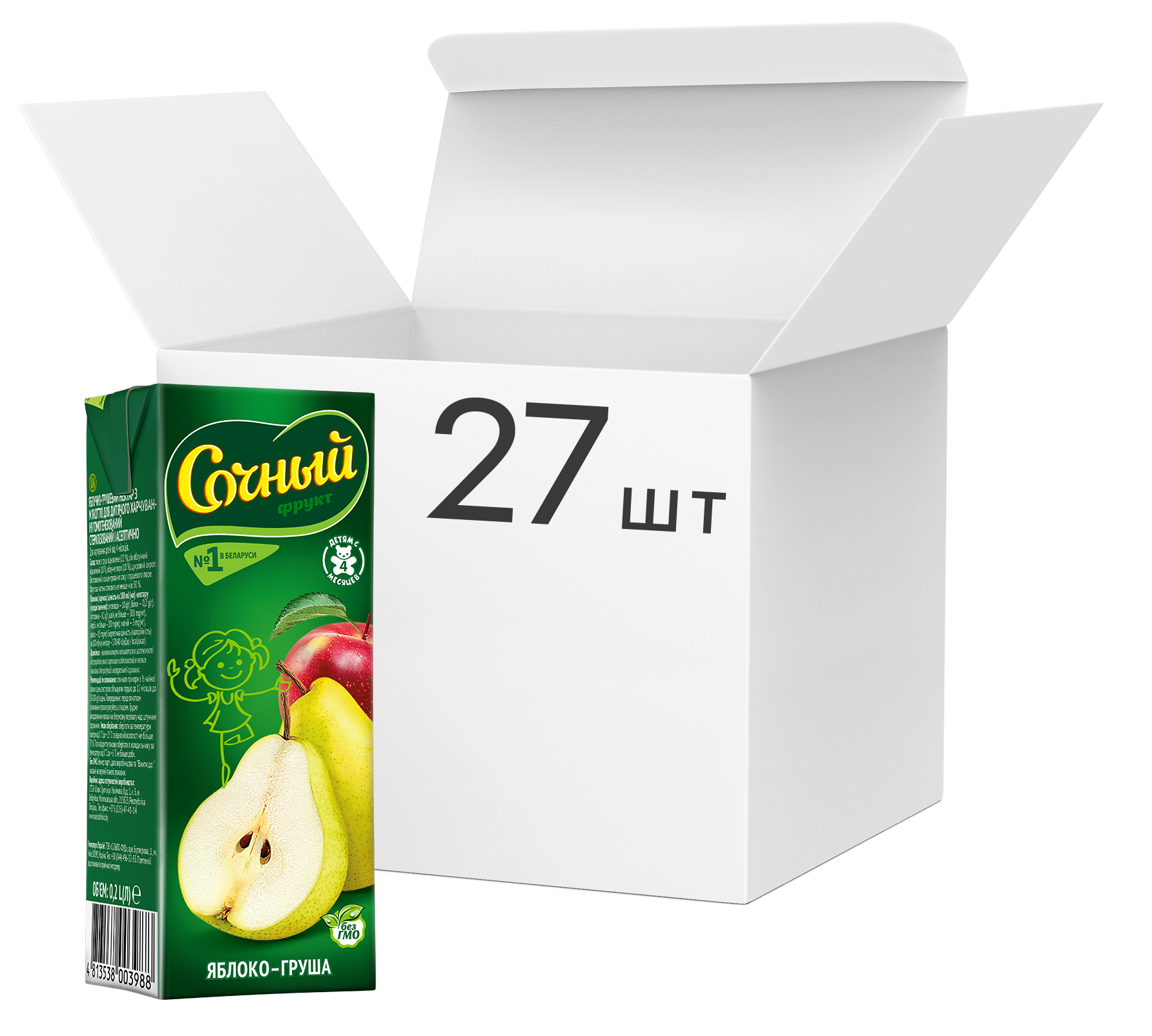 Акція на Упаковка нектара Сочный фрукт Яблоко-груша 0.2 л х 27 шт (4813538003988) від Rozetka UA