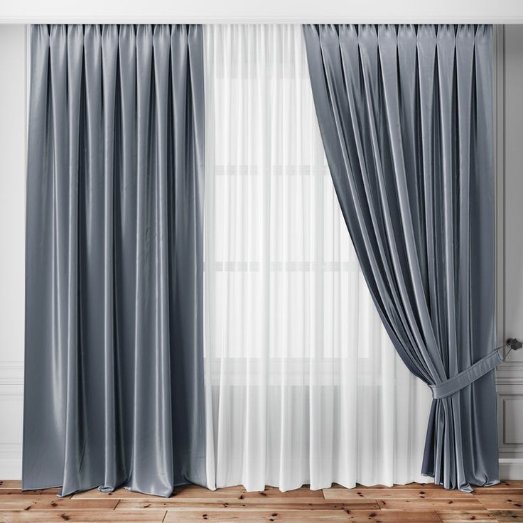 

Комплект штор "Элит" Lux Portiery Бархат-Велюр Сине-Графитовый 250 Х 265 - 2 шт. + Тюль Креп-шелк белый 500 Х 265 - 1 шт.