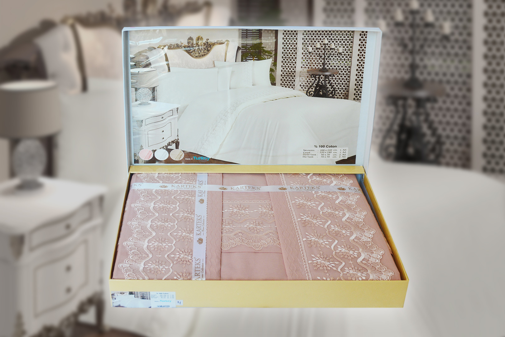 

Постільна білизна Percal lux 200×220 Wedding v4 Pudra Karteks k-2110-04-1