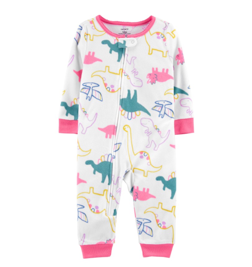 

Пижама Carter's для девочки микрофлисовая Piece Dinosaur Fleece Footless PJs 112 см