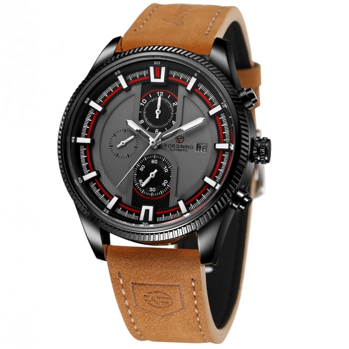

Часы Forsining Tennesy Коричневый/Черный механические с автоподзаводом + отображение даты