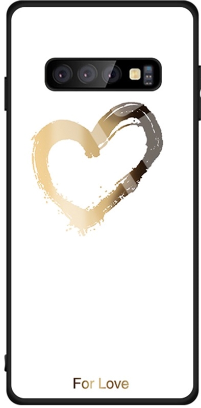 

Панель TOTO Glass Fashionable Case для Samsung Galaxy S10+ Heart on White