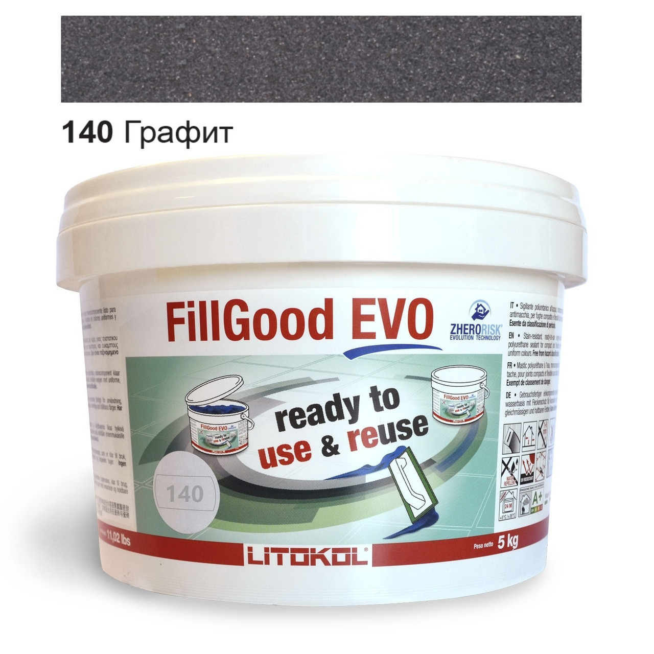 

Полиуретановая затирка Litokol FillGood EVO 140 (Графит) 5кг.