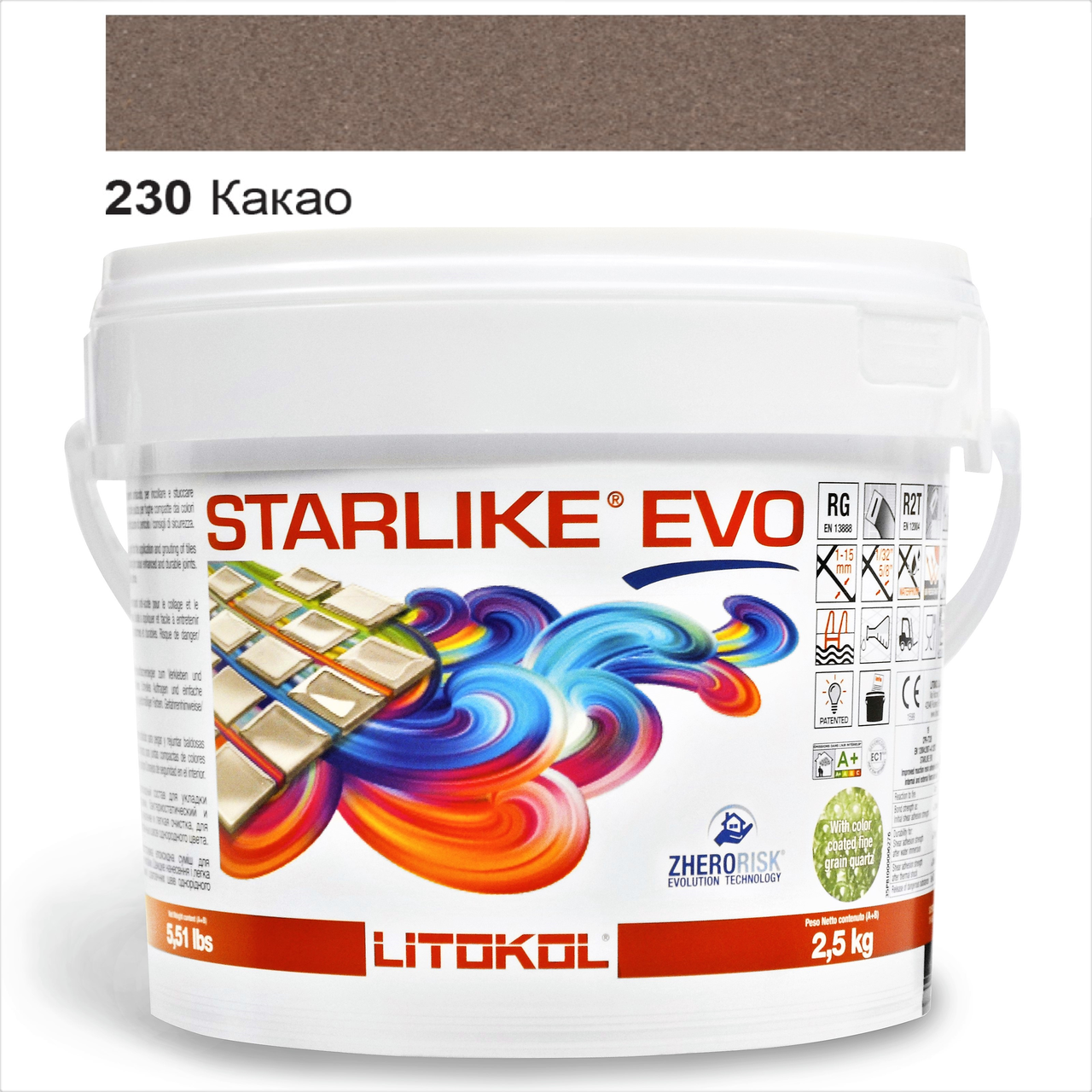 

Эпоксидная затирка Litokol Starlike EVO 230 Какао (коричневая) 2,5кг