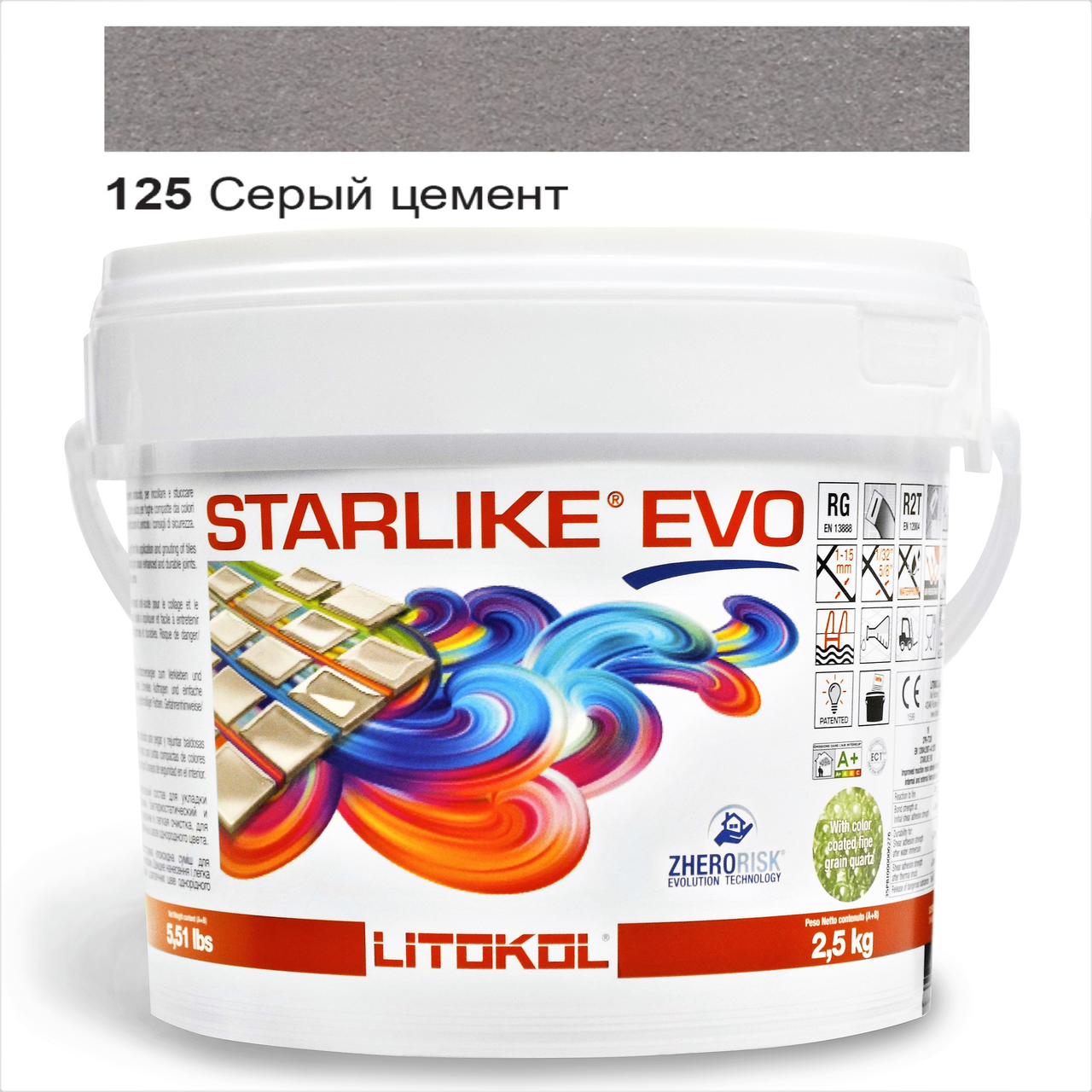 

Эпоксидная затирка Litokol Starlike EVO 125 Серый цемент (серая) 2,5кг