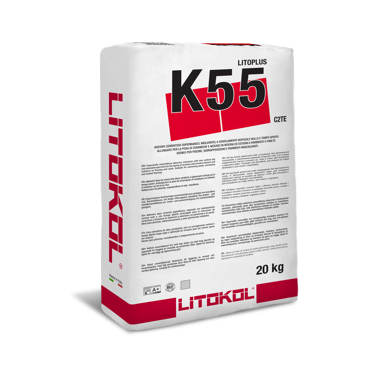 

Клей на цементной основе Litokol LITOPLUS K55 20кг (K55B0020) Белый