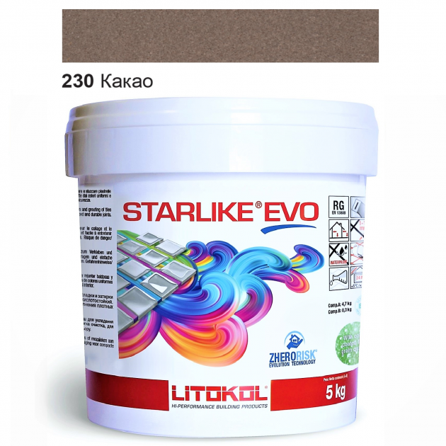 

Эпоксидная затирка Litokol Starlike EVO 230 Какао (коричневая) 5кг