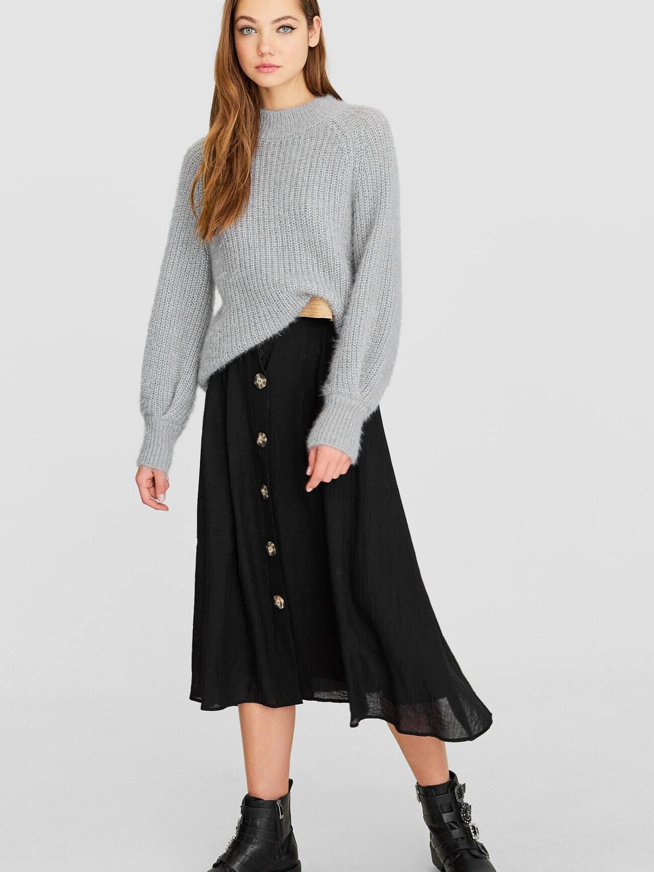 

Юбка Stradivarius 4735/485/001-AAXN M Черная с бежевым