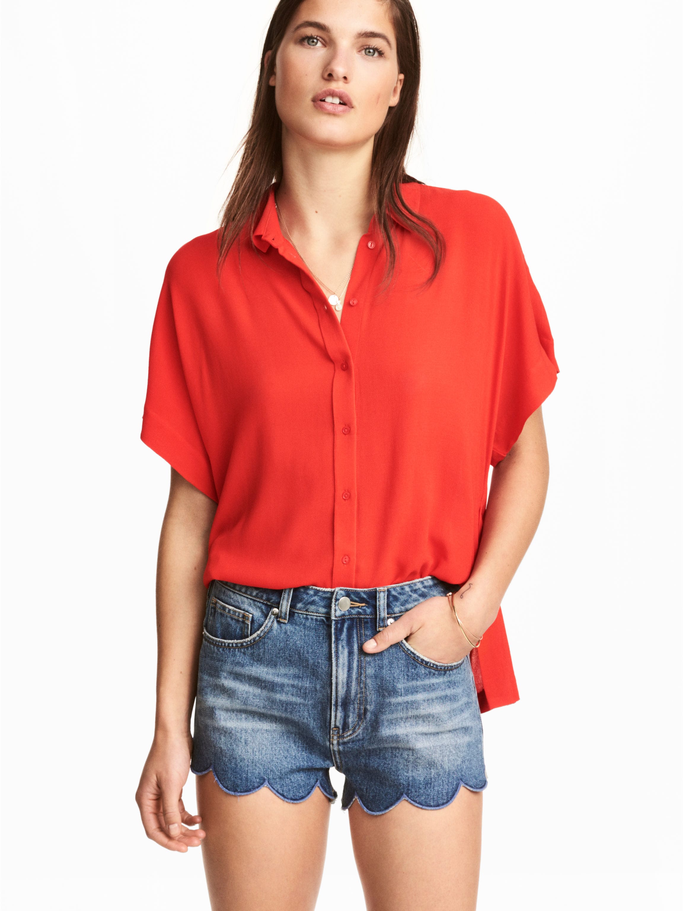 

Рубашка H&M 5301025-ACVF 38 Красная