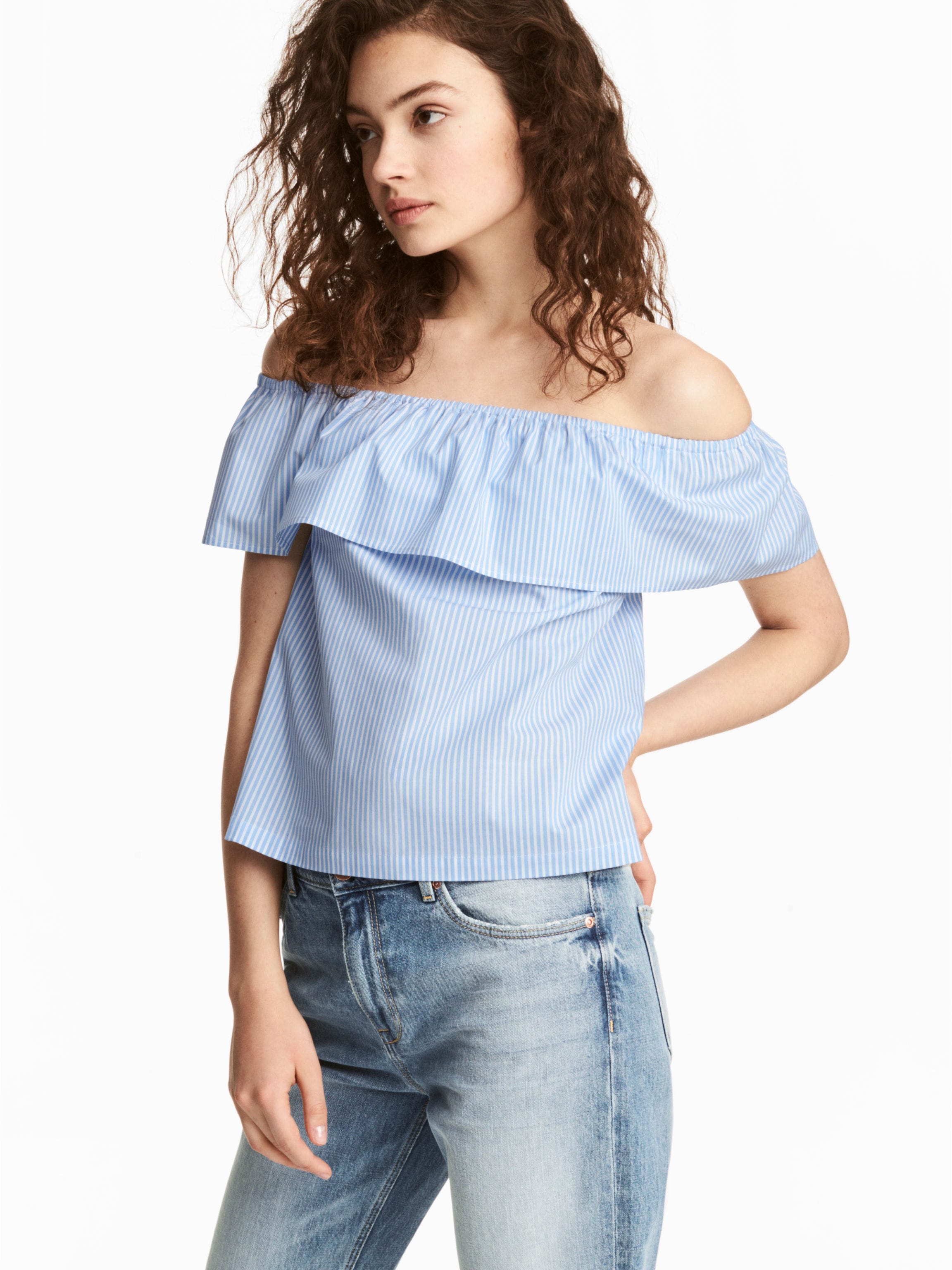 

Блузка H&M 4785926-AAPM 36 Голубая с белым