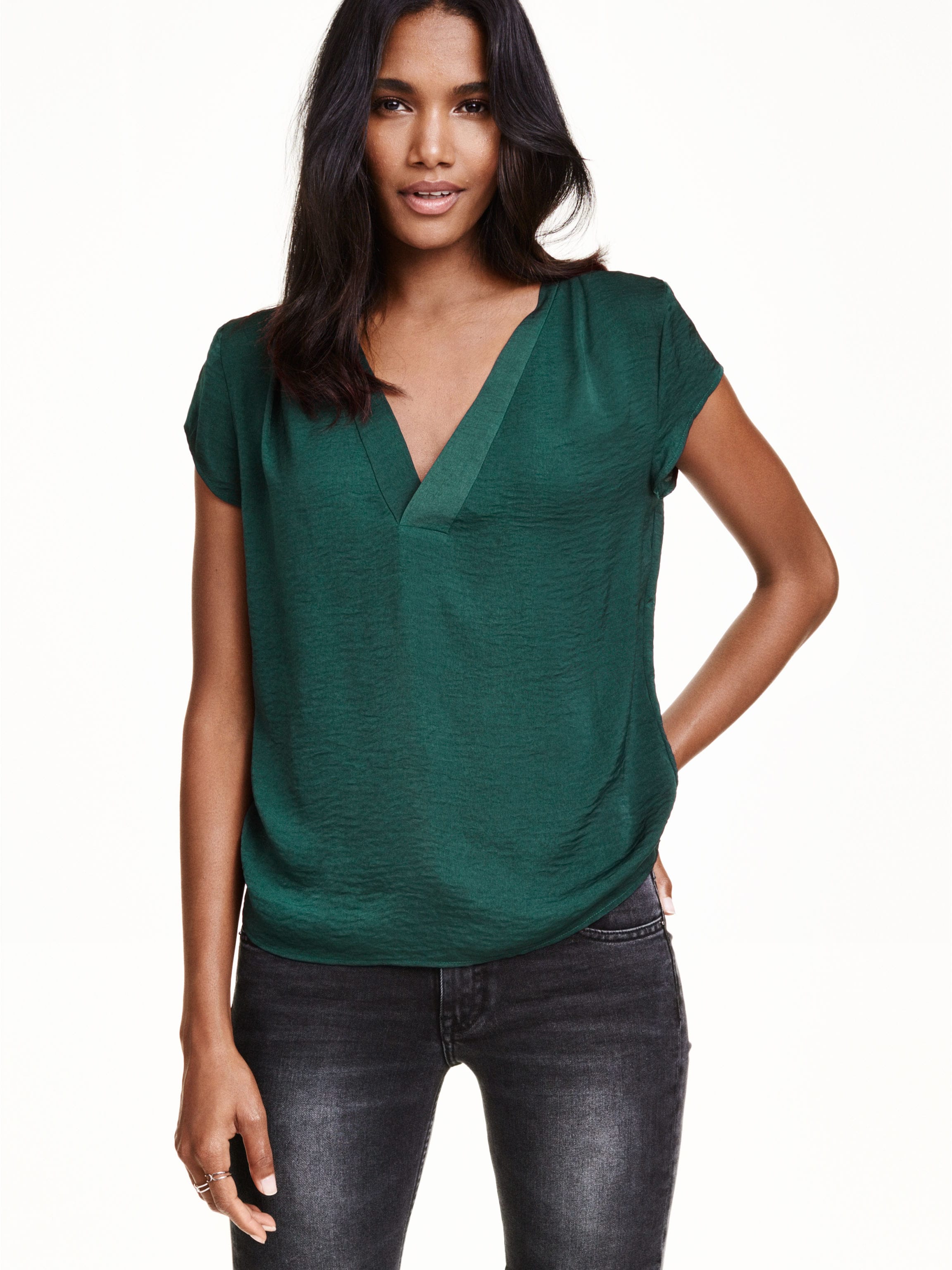 

Блузка H&M 03311532-ACXO 34 Темно-зеленая