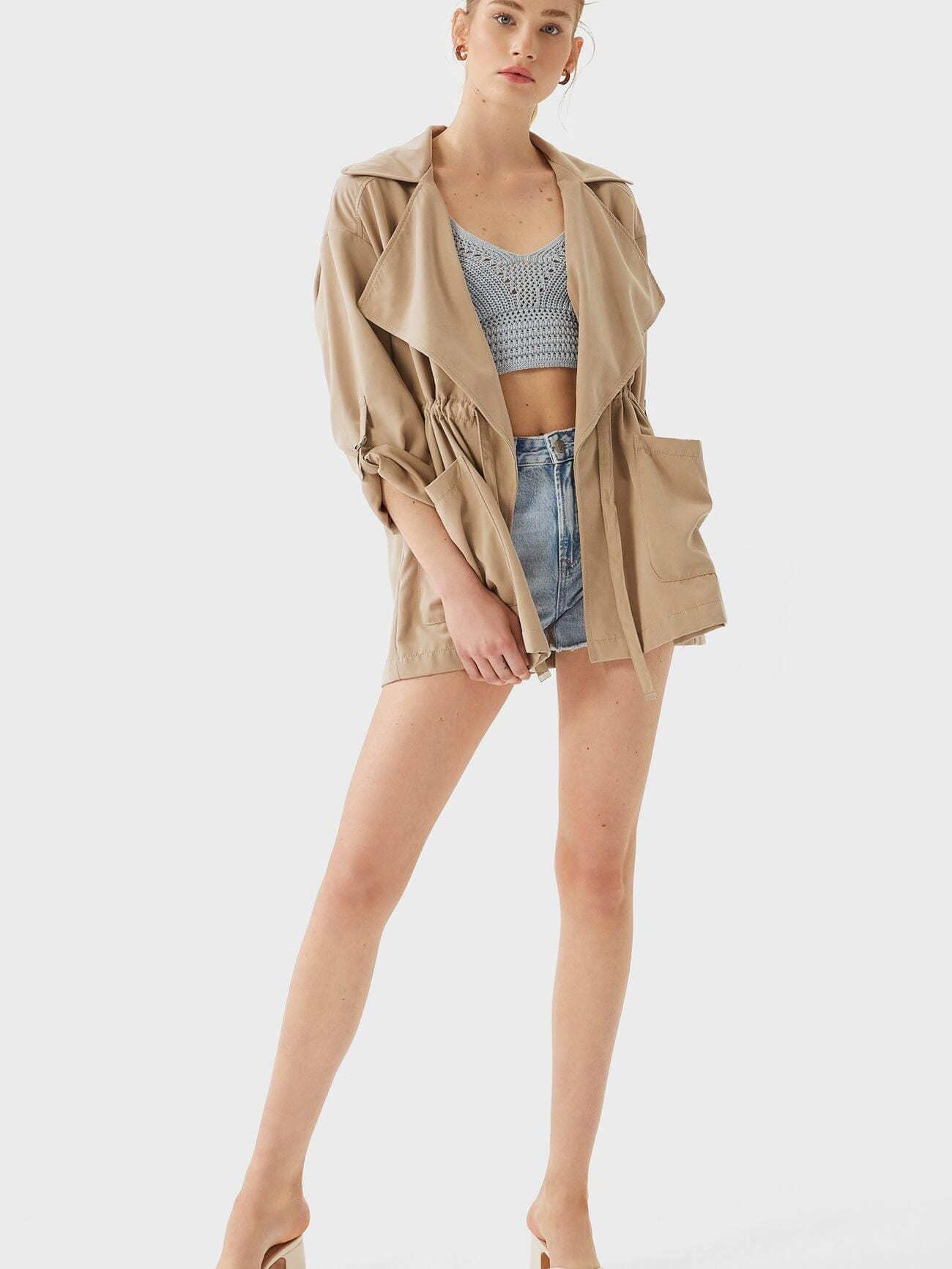 

Тренч Stradivarius 1809/188/429-ACTQ S Бежевый
