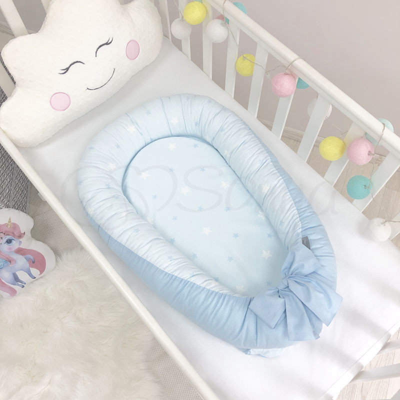 

Кокон для новорожденных Маленькая Соня Baby Desing 65*90 см поплин детский Stars Звезды на голубом арт.5019375