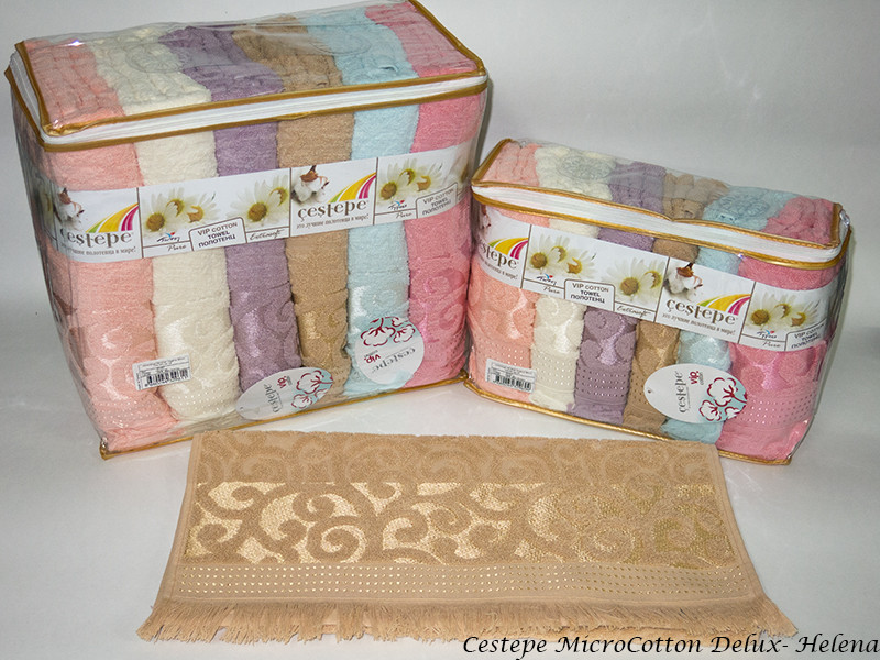 

Набор полотенец для тела Cestepe Microcotton Deluxe 70*140 см махровые банные с бахромой Helena 6шт