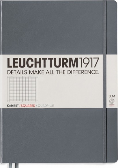 

Блокнот Leuchtturm1917 Master Slim великий 22,5 х 31,5 см в клітинку антрацит
