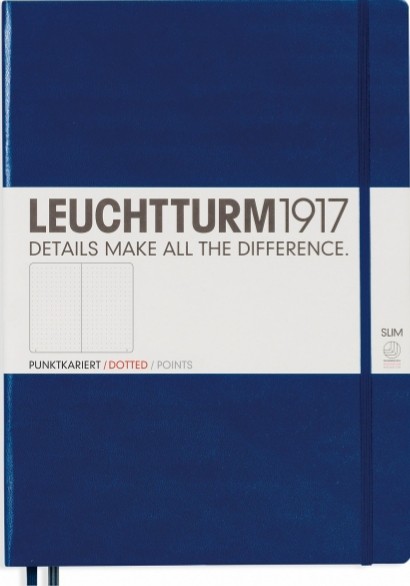 

Блокнот Leuchtturm1917 Master Slim великий 22,5 х 31,5 см в крапку темно-синій