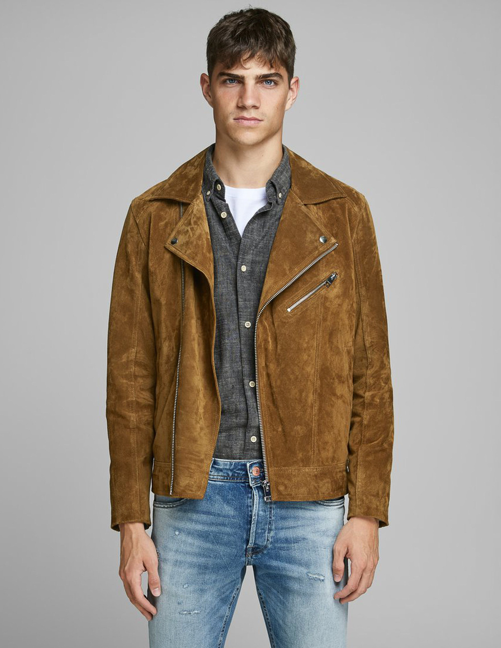 

Кожаная куртка JACK&JONES М0108425 цвет коричневый L