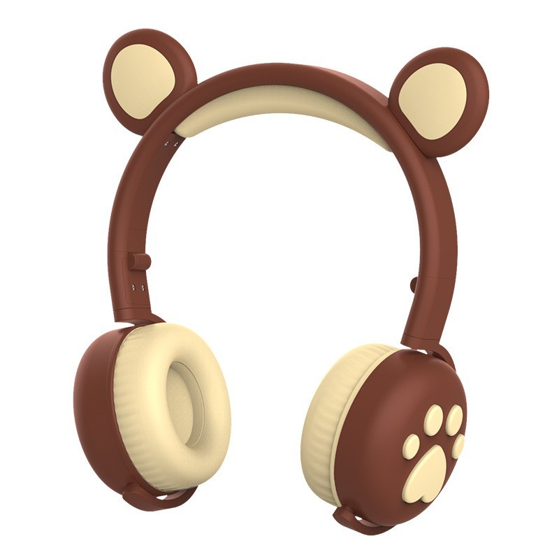

Беспроводные наушники HELLO BEAR ВК5 детские Коричневые с LED подсветкой и ушками