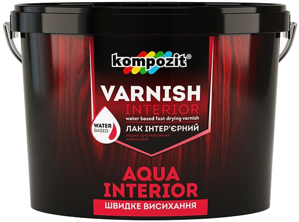 

Лак интерьерный Kompozit AQUA INTERIOR Глянцевый 2.5 л (4820085745285)
