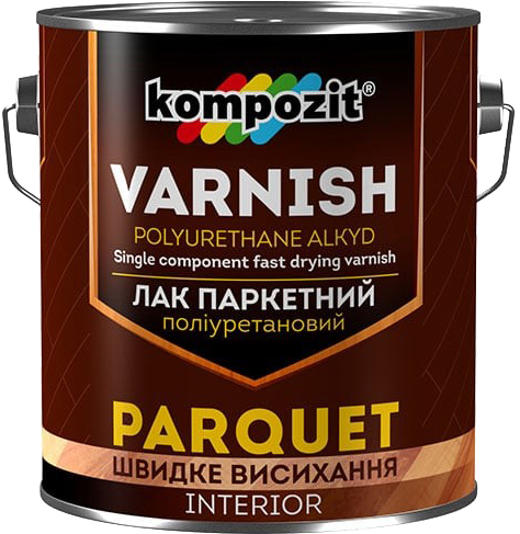 

Лак паркетный полиуретановый Kompozit Шелковисто-матовый 2.5 л (4823044500918)