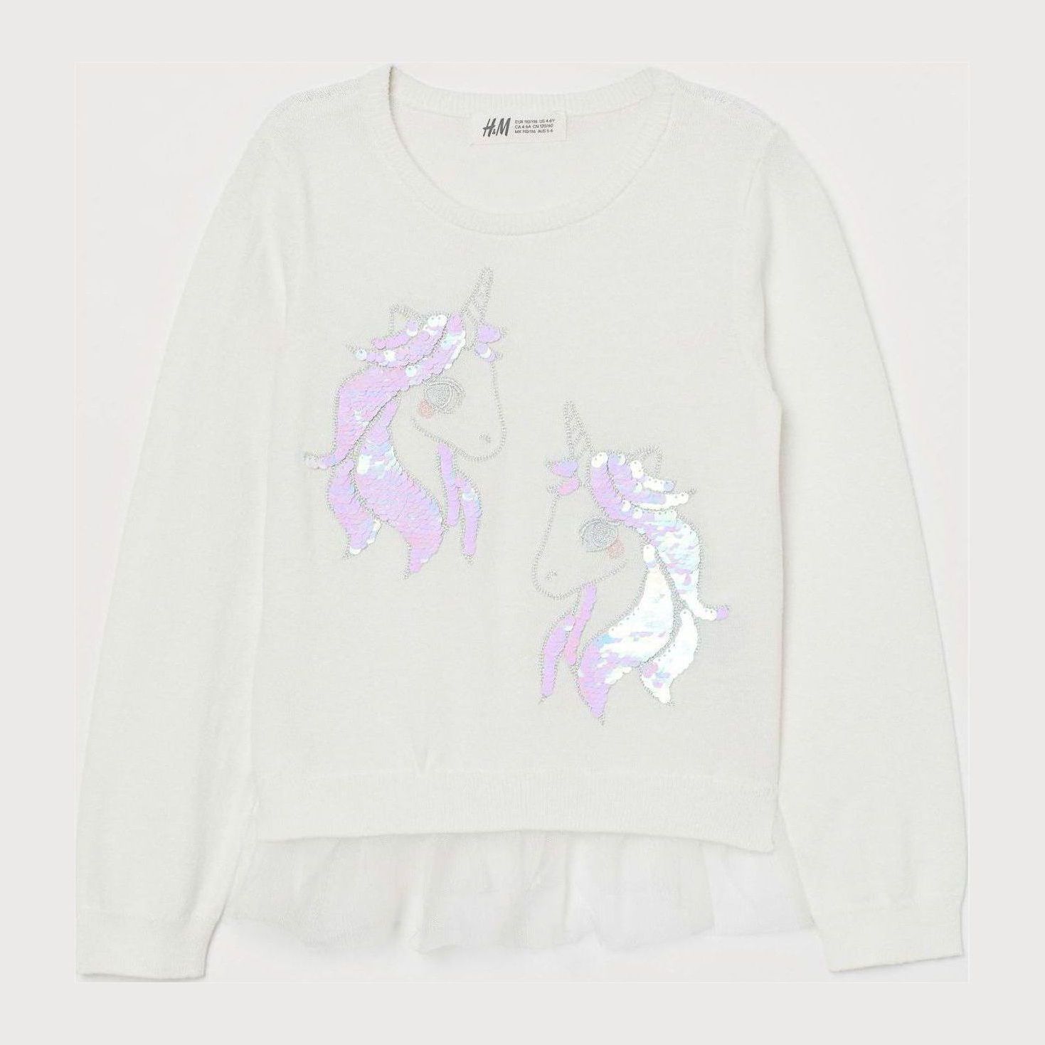 

Джемпер H&M 2505-7669270 110-116 см Белый/Единороги
