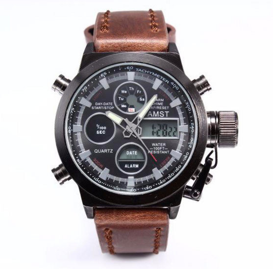 

Армейские часы AMST 3003 crome brown кварцевые противоударные армейские часы