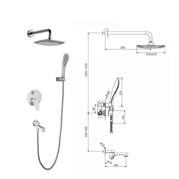 

Смеситель для ванны Gappo Noar G7148-8