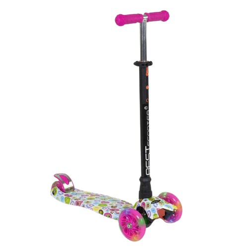

Самокат 24641 MAXI "Best Scooter" пластмассовый, 4 колеса PU, СВЕТ, трубка руля алюминиевая