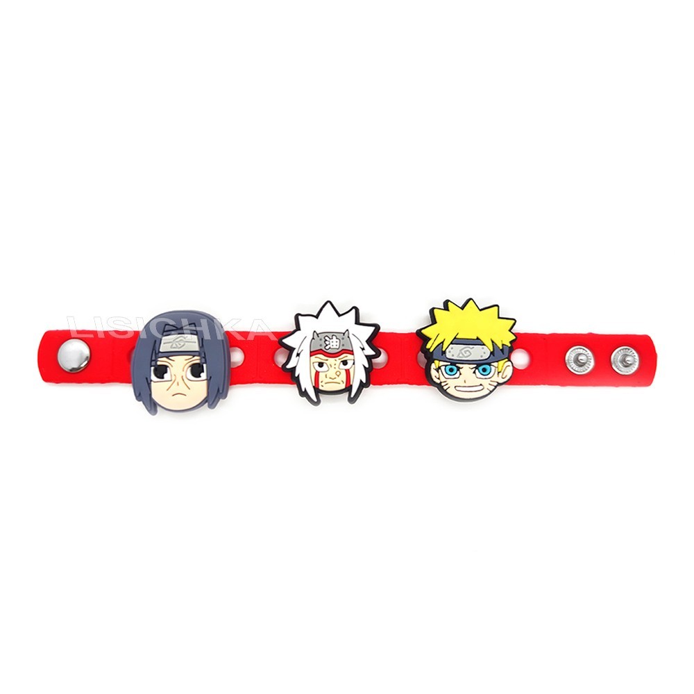 

Силиконовый браслет Lezo Наруто с тремя фигурками, всем фанатам мультфильма Naruto, красный