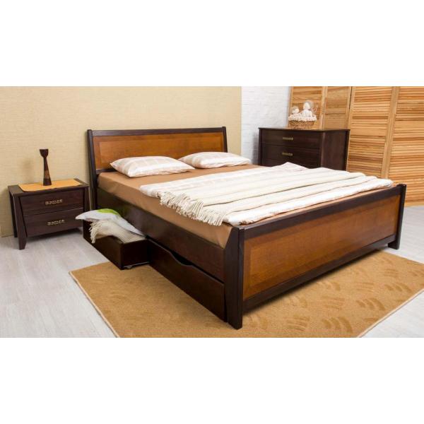 

Кровать Олимп Сити с четырьмя ящиками с интарсией 160x200 Венге + Орех