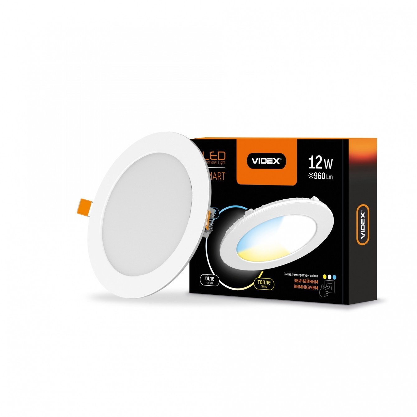 

LED светильник с регулировкой цветности, встраиваемый круглый VIDEX 12W 3000-6200K С3