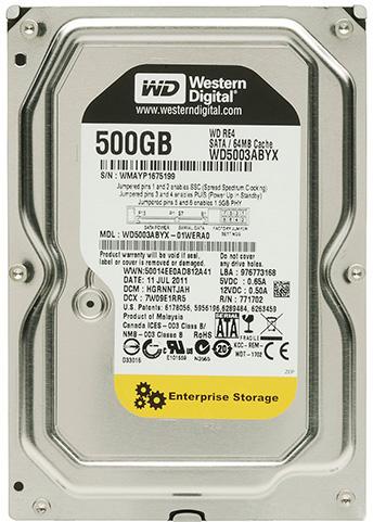 

Жесткий диск 3.5 Western Digital RE4 500Gb (WD5003ABYX), factory refurbished