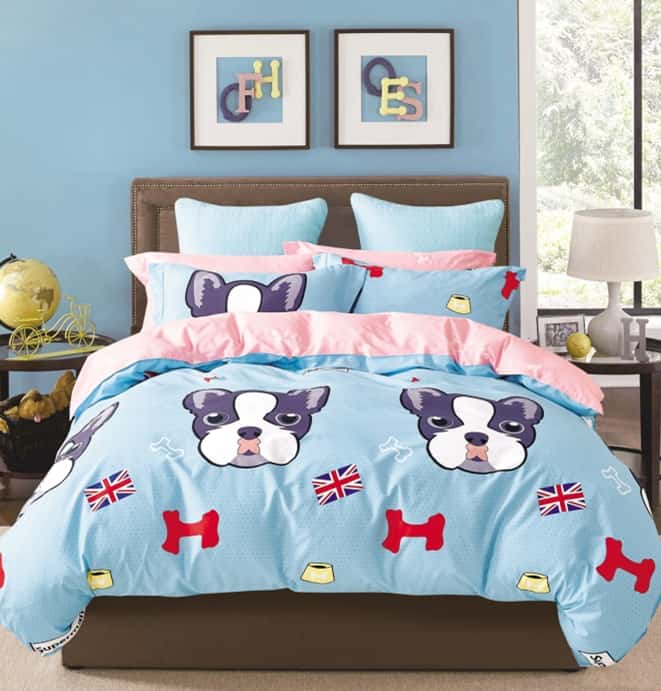 

Постельное белье Vpostelke Бульдог Детский 150х100 см сатин голубой