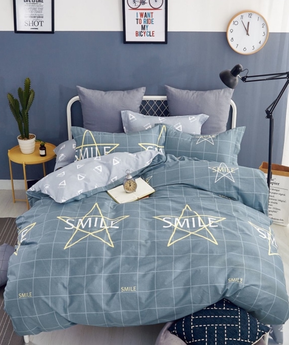 

Постельное белье Vpostelke Смайл 1.5-Спальный 150х220 см сатин серый