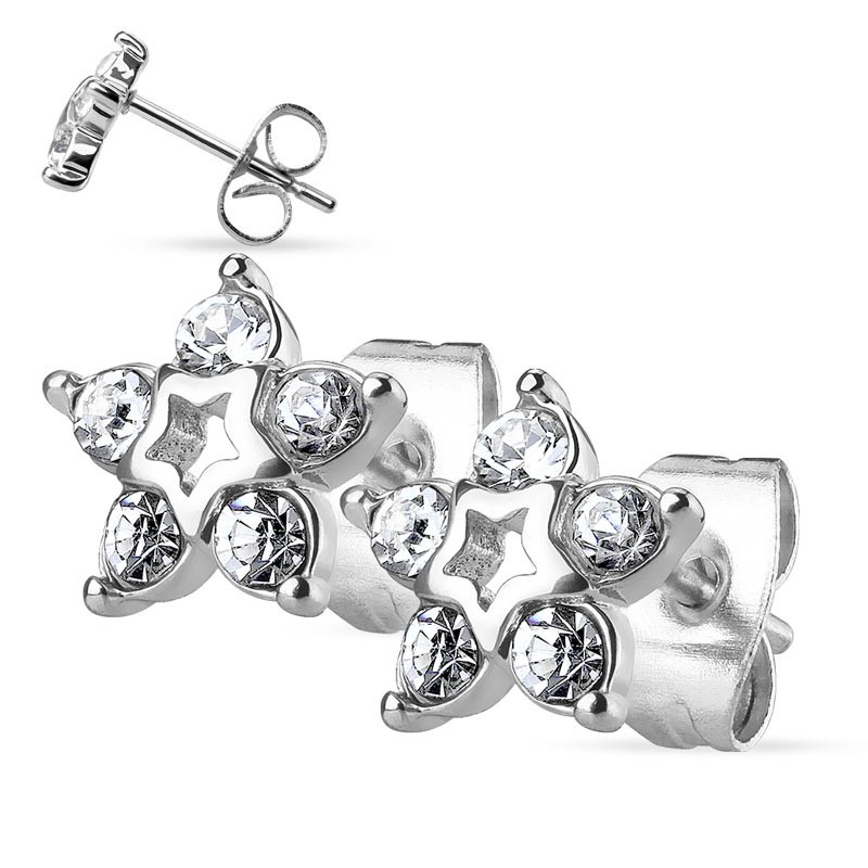 

Серьги гвоздики из стали Spikes Звезда SE3038 8044