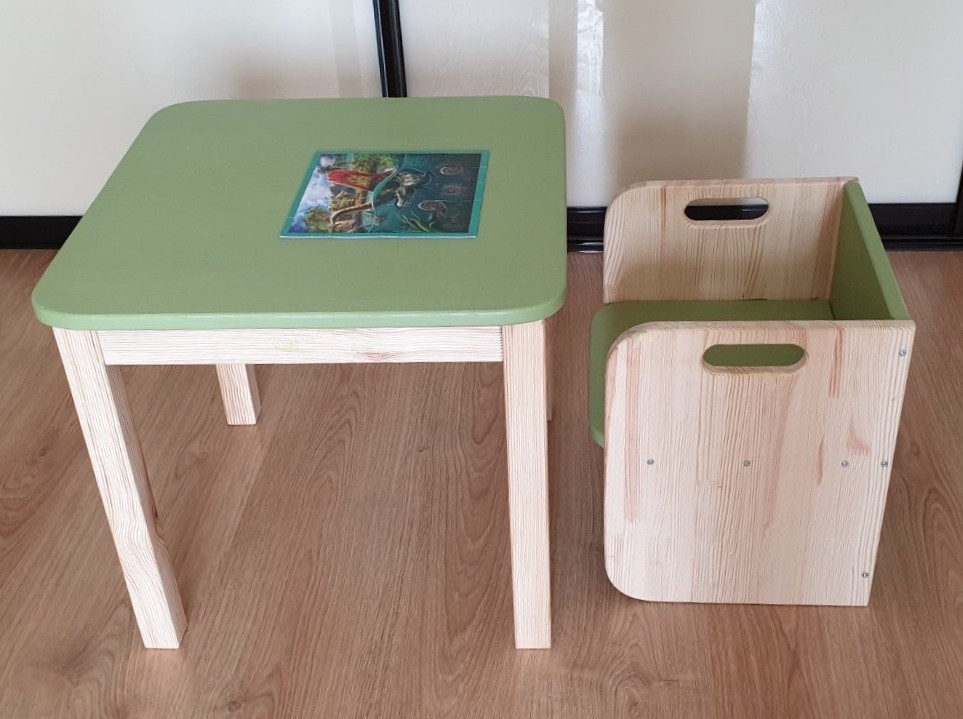

Детский столик и стульчик MONTESSORI CLASSIC деревянный зеленый