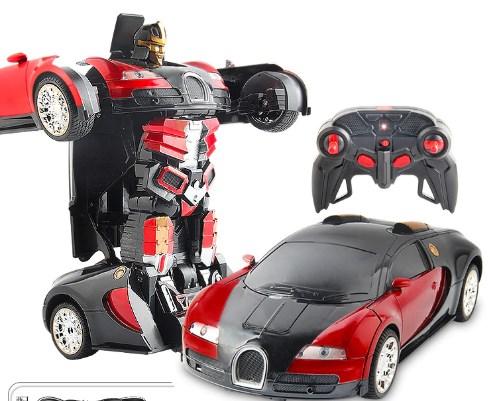 

Трансформер машинка WOW Bugatti Robot Car Автобот с пультом радиоуправляемая модель 1:18 Красная