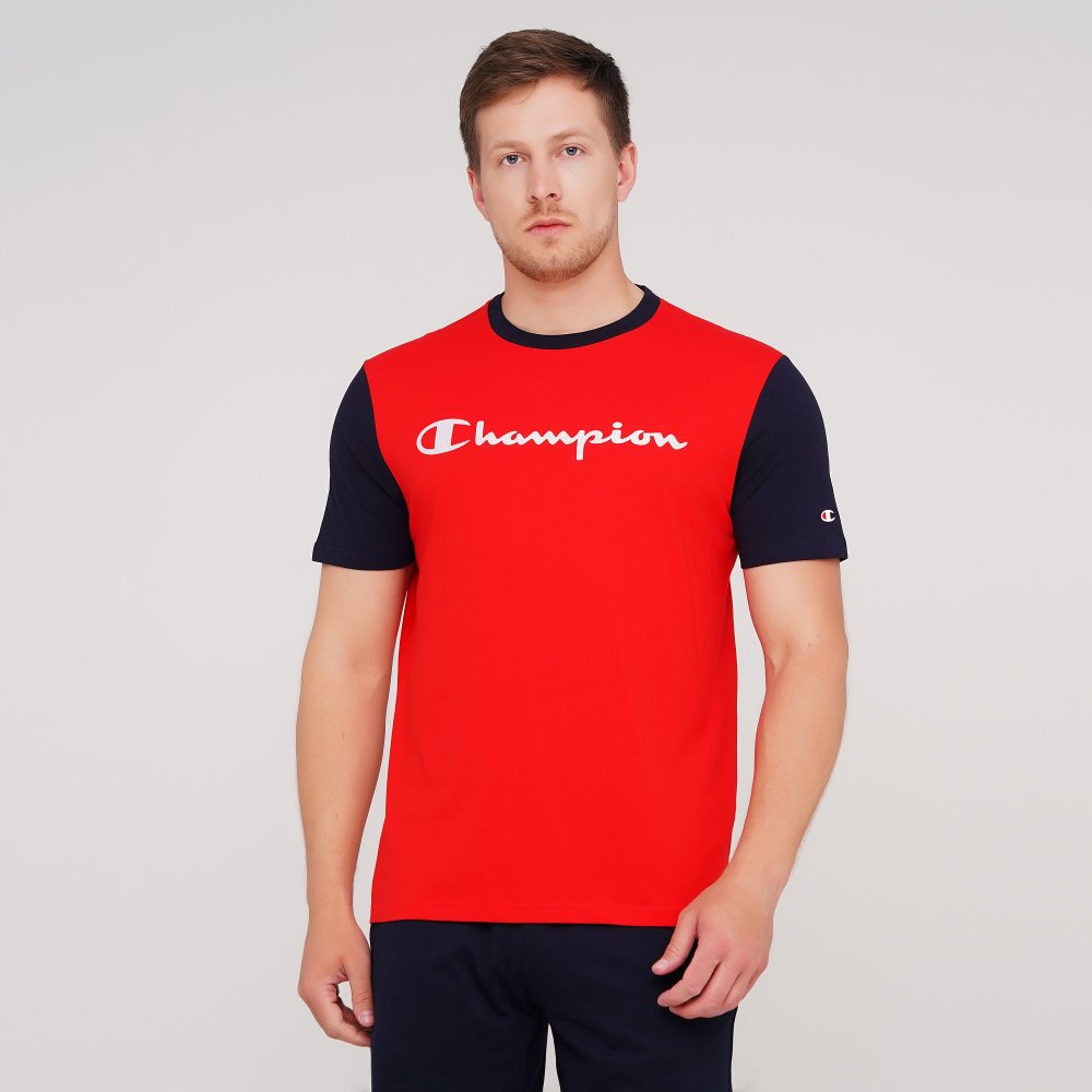 

Мужская футболка Champion Crewneck T-Shirt Красный, Темно-Синий 44 (cha214143-HRR/NNY)