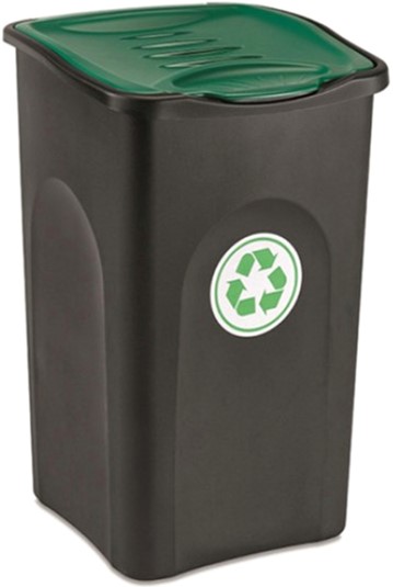 

Мусорный бак Stefanplast Ecogreen Bin 50 л Черный с зеленой крышкой