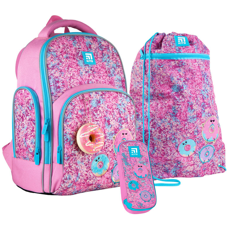 

Коллекция 2021! Набор школьный рюкзак + пенал + сумка для обуви Kite Education Donuts SET_K21-706M-2